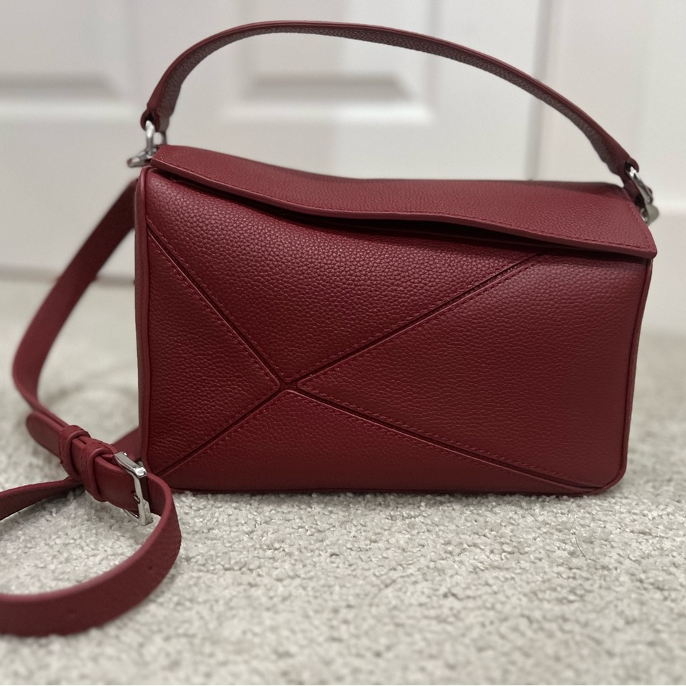 Quince Italian Leather Patchwork Crossbody Bag in Merlot